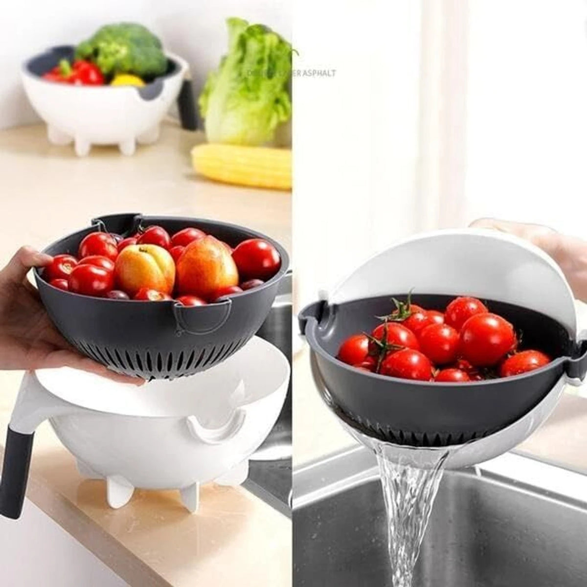 Multifunction Vegetable Cutter with Drain Basket Chopper Slicer